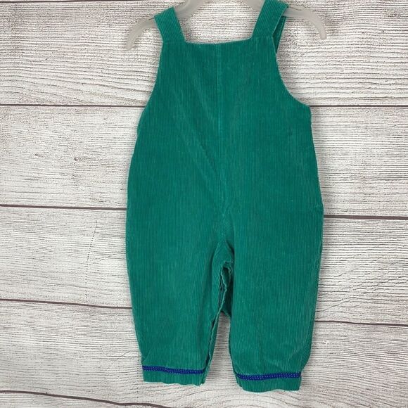 Vintage Corduroy Alphabet Baby Cotton Green Overalls 12 m - Picture 4 of 8